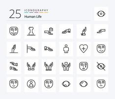 pack d'icônes humaines de 25 lignes comprenant le cœur humain. cœur. main. Humain. partager vecteur