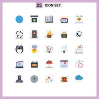 pack de 25 signes et symboles de couleurs plates modernes pour les supports d'impression Web tels que le livre de l'heure du calendrier éléments de conception vectoriels modifiables d'alarme numérique vecteur