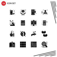 pack d'icônes vectorielles stock de 16 signes et symboles de ligne pour l'assurance de numérisation de ferme éléments de conception vectoriels modifiables d'empreintes digitales vecteur