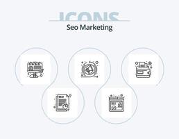 pack d'icônes de ligne de marketing seo 5 conception d'icônes. . référencement. référencement en ligne. optimisation. la toile vecteur