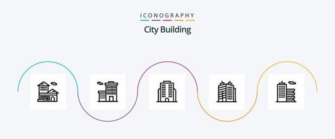 pack d'icônes de la ligne 5 de la construction de la ville, y compris. domaine. société vecteur