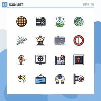 groupe de 16 signes et symboles de lignes remplies de couleurs plates pour l'expérience de satellite radar jonglant avec des éléments de conception vectoriels créatifs modifiables vecteur