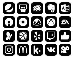 pack de 20 icônes de médias sociaux, y compris dribbble sports uber ea xbox vecteur
