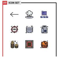 9 icônes créatives signes et symboles modernes des assiettes dossiers de cuisine utilisateur cible éléments de conception vectoriels modifiables vecteur