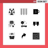 pack de 9 signes et symboles de glyphes solides modernes pour les supports d'impression Web tels que l'accès Internet point bébé apprentissage à distance éléments de conception vectoriels modifiables vecteur