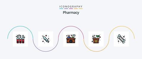 ligne de pharmacie remplie de pack d'icônes plat 5 comprenant. coton-tige. réception. beauté. Médicament vecteur