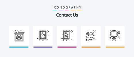 contactez-nous pack d'icônes ligne 5 comprenant un livre. boutique. Téléphone. magasin. téléphone intelligent. conception d'icônes créatives vecteur