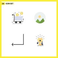 ensemble moderne de 4 icônes et symboles plats tels que la nature du produit de retour de boîte récompense des éléments de conception vectoriels modifiables vecteur