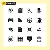 interface mobile glyphe solide ensemble de 16 pictogrammes d'éléments de conception vectoriels modifiables de la page de commerce en ligne de l'appareil vecteur