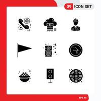 pack d'icônes vectorielles stock de 9 signes et symboles de ligne pour les éléments de conception vectoriels modifiables de construction de main-d'œuvre de nuage de travail de drapeau vecteur