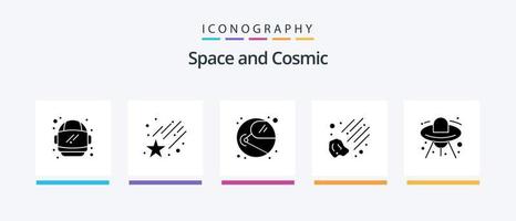 pack d'icônes de glyphe spatial 5 comprenant. espace. espace. bateau. espace. conception d'icônes créatives vecteur