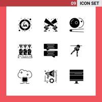 pack de 9 signes et symboles de glyphes solides modernes pour les supports d'impression Web tels que le chat légumes piscine nourriture carotte éléments de conception vectoriels modifiables vecteur