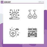 4 couleurs plates vectorielles thématiques remplies et symboles modifiables des bâtons d'assurance d'encens coeur éléments de conception vectoriels modifiables à la maison vecteur