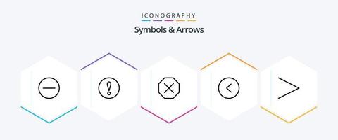 symboles et flèches pack d'icônes de 25 lignes comprenant. . refusé. droite. La Flèche vecteur