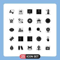 25 pack de glyphes solides de l'interface utilisateur de signes et symboles modernes de la personne du nuage et des hommes éléments de conception vectoriels modifiables par l'homme vecteur