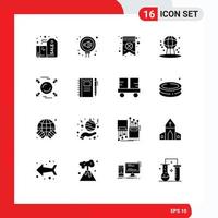 pack de 16 signes et symboles de glyphes solides modernes pour les supports d'impression Web tels que le cercle espace relation terre carte de voeux éléments de conception vectoriels modifiables vecteur