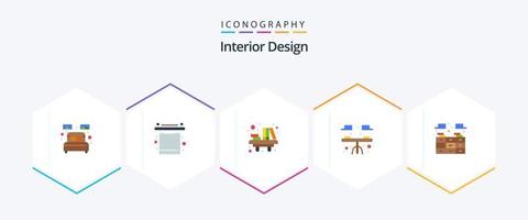 design d'intérieur 25 pack d'icônes plates comprenant une table. à manger. intérieur. pupitre. l'école vecteur