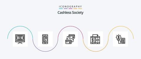 pack d'icônes de la ligne 5 de la société sans numéraire, y compris le mobile. bancaire. crédit. sans numéraire vecteur