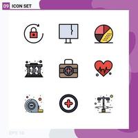 pack de 9 couleurs plates remplies créatives de piliers de moteur d'apprentissage medici seo éléments de conception vectoriels modifiables vecteur