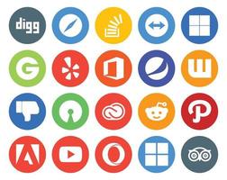 20 pack d'icônes de médias sociaux, y compris cc open source, délicieux, n'aiment pas pepsi vecteur