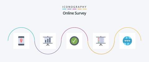 enquête en ligne plat 5 pack d'icônes comprenant. www. cocher. site Internet. Entreprise vecteur
