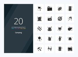 20 icône de glyphe solide de camping pour la présentation vecteur