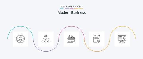 pack d'icônes de la ligne d'affaires moderne 5, y compris la carte de crédit. Entreprise. algorithme. carte de crédit. la structure vecteur