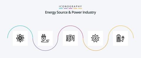 Pack d'icônes de la ligne 5 de la source d'énergie et de l'industrie de l'énergie, y compris l'accumulateur. énergie. solaire. Hôtel vecteur