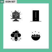 4 signes de glyphe solides universels symboles de cuisson usb dessert électronique éléments de conception vectoriels modifiables en ligne vecteur