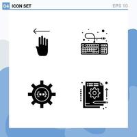 symboles d'icônes universels groupe de 4 glyphes solides modernes de développement de matériel gauche éléments de conception vectoriels modifiables vecteur