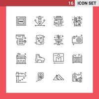 ensemble de 16 symboles d'icônes d'interface utilisateur modernes signes pour calendrier fonds vente stock financement éléments de conception vectoriels modifiables vecteur