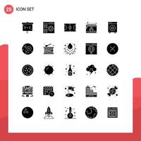 25 concept de glyphe solide pour les sites Web appareils mobiles et applications panier d'automatisation date d'oeuf éléments de conception vectoriels modifiables vecteur
