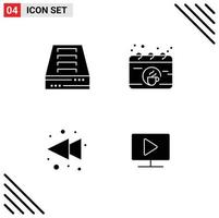 pack d'icônes vectorielles stock de 4 signes et symboles de ligne pour les éléments de conception vectoriels modifiables de moniteur de café de bureau gauche d'archive vecteur