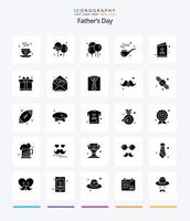pack d'icônes noir solide de 25 glyphes de fête des pères créatifs tels que papa. carte. cigare. fête des pères. papa vecteur