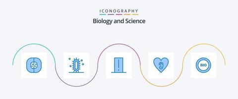 pack d'icônes bleu biologie 5, y compris l'amour. oreille. la science. lumière météo. électronique vecteur