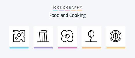 pack d'icônes de la ligne alimentaire 5, y compris la boisson. boire. grain. jus de noix de coco. bol. conception d'icônes créatives vecteur