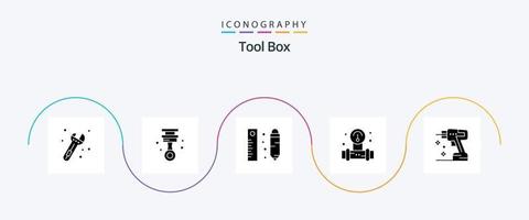 outils glyphe 5 pack d'icônes comprenant l'instrument. construction. mesure. l'eau. dodu vecteur