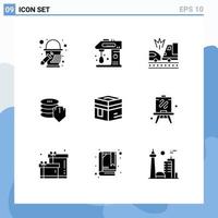 pack d'icônes vectorielles stock de 9 signes et symboles de ligne pour les éléments de conception vectoriels modifiables du bouclier de sécurité accident sécurisé saint vecteur