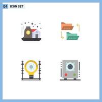 ensemble moderne de 4 icônes plates pictogramme d'actif définir des éléments de conception vectoriels modifiables d'ingénierie de fichier de soins vecteur