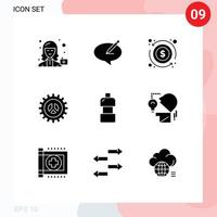 ensemble moderne de 9 pictogrammes de glyphes solides d'options de stylo seo de conception web échangent des éléments de conception vectoriels modifiables vecteur