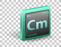 élément chimique de curium. symbole chimique avec numéro atomique et masse atomique. vecteur