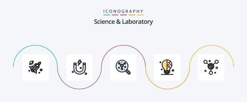 pack d'icônes plat 5 rempli de ligne scientifique, y compris. la science. molécule. molécule. la science vecteur