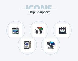 ligne d'aide et de support rempli pack d'icônes 5 conception d'icônes. référencement. consultant. aider. réparation. équipement vecteur