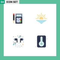 pack de 4 icônes plates créatives d'éléments de conception vectoriels modifiables de musique légère financière sans main de budget vecteur