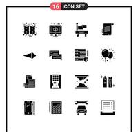 ensemble moderne de 16 pictogrammes de glyphes solides du prochain scénario de drapeau de flèche roman éléments de conception vectoriels modifiables vecteur