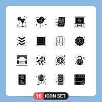 16 interface utilisateur pack de glyphes solides de signes et symboles modernes de planification homme d'affaires thanksgiving affaires progrès éléments de conception vectoriels modifiables vecteur