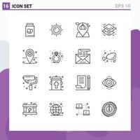 16 signes de contour universels symboles de l'emplacement des soins de santé locaux hauteur d'impression éléments de conception vectoriels modifiables vecteur