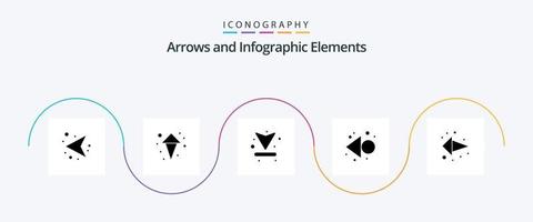 flèche glyphe 5 pack d'icônes comprenant la flèche gauche. direction. flèches. La Flèche. la gauche vecteur