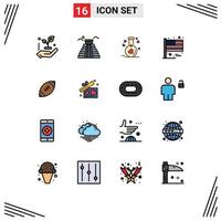 symboles d'icônes universels groupe de 16 lignes modernes remplies de couleurs plates de football américain amour drapeau américain éléments de conception vectoriels créatifs modifiables vecteur