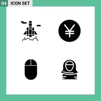 ensemble de 4 symboles d'icônes d'interface utilisateur modernes signes pour fusée avatar yen matériel golfe éléments de conception vectoriels modifiables vecteur